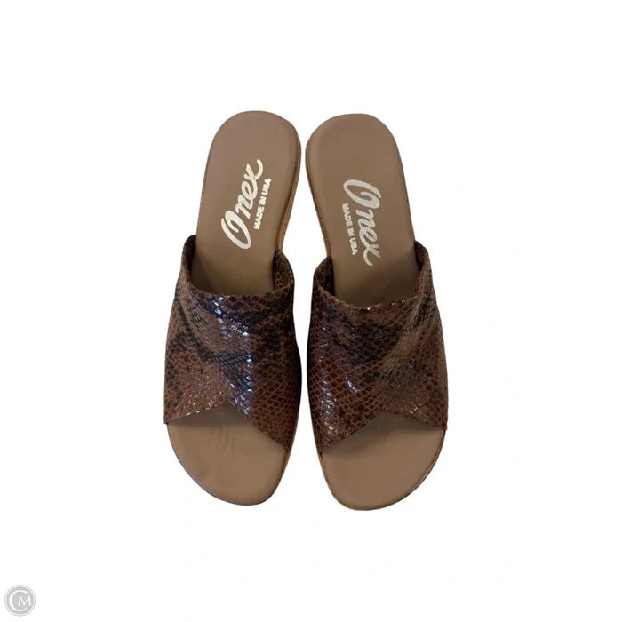 Sandals Heels Wedge By Clothes Mentor In Brown, Size: 7.5