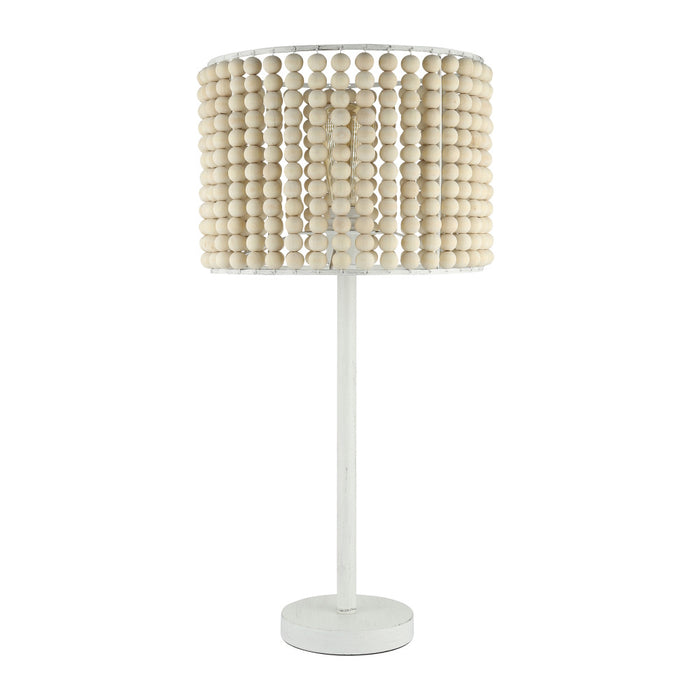 Sasha White Metal and Tan Wood 25-Inch Table Lamp-Off