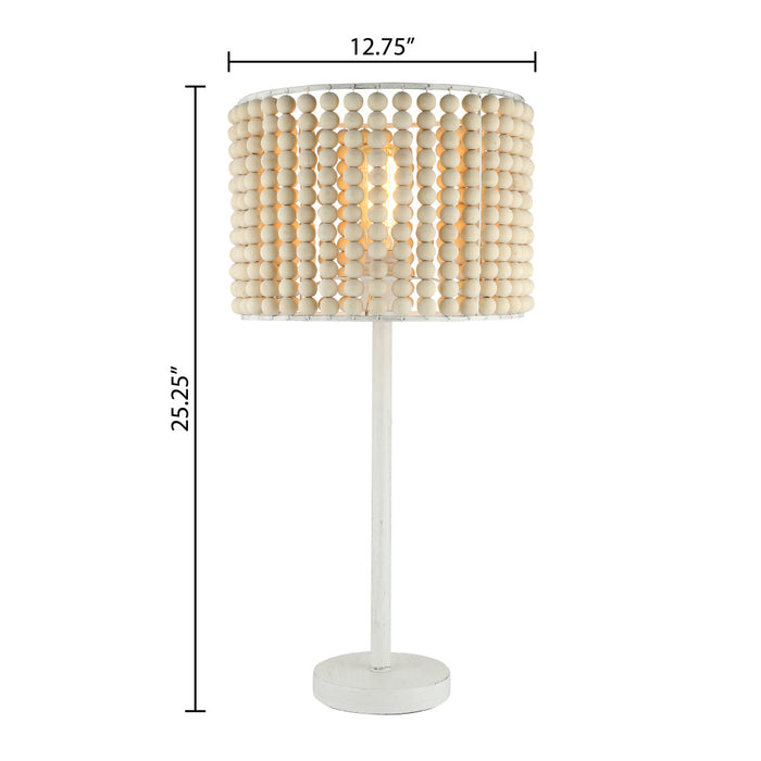 Sasha White Metal and Tan Wood 25-Inch Table Lamp