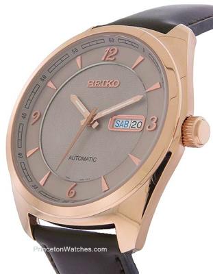 Seiko Mens Recraft Automatic Day/Date Watch - Gray Dial - Rose-Tone - Leather - SNKN72A_f4d65659-9316-4922-beb4-39fa60823496