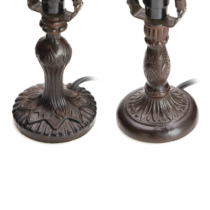Set of 4 Family Favorites Tiffany Style Stained Glass Mini Accent Lamps - Base styles