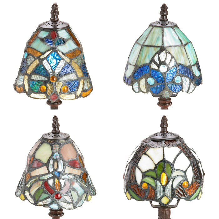 Set of 4 Family Favorites Tiffany Style Stained Glass Mini Accent Lamps