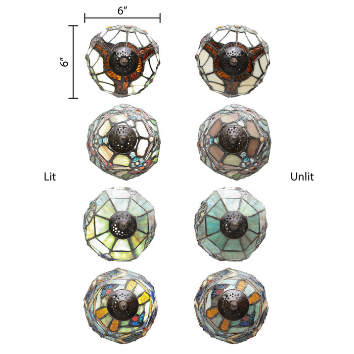 Set of 4 Family Favorites Tiffany Style Stained Glass Mini Accent Lamps