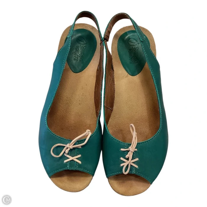 Shoes Heels Wedge By Clothes Mentor In Green, Size: 9.5
