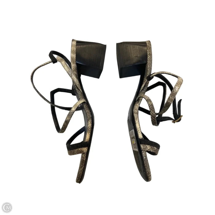Shoes Luxury Designer By Lanvin In Black & Gold, Size: 9