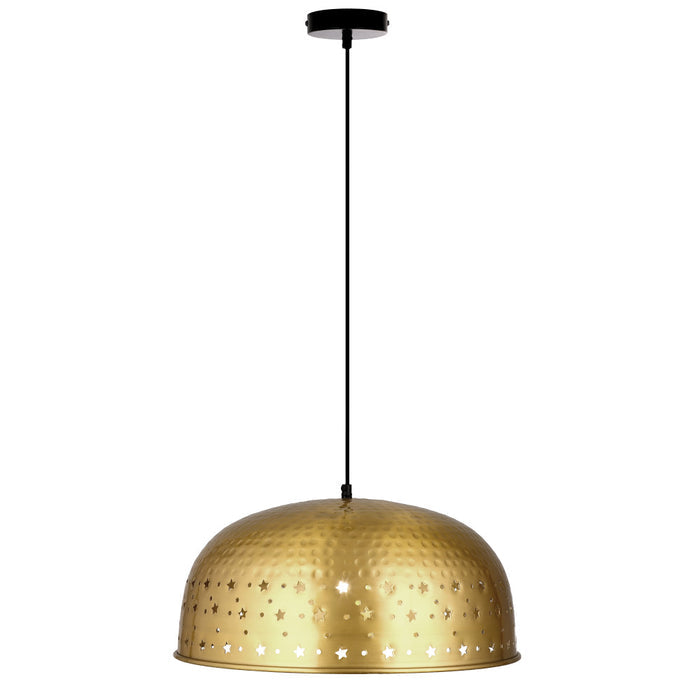 Sibyl 17.75"W Star-Shaped Cutout Gold Pendant Light-On