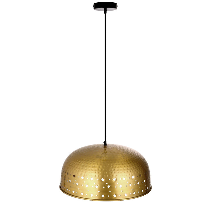 Sibyl 17.75"W Star-Shaped Cutout Gold Pendant Light-Off