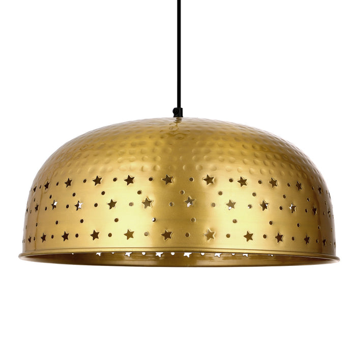 Sibyl 17.75"W Star-Shaped Cutout Gold Pendant Light. Shade closeup-Off