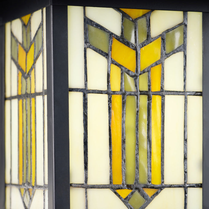 Stained Glass and Black 1-Light Outdoor Lantern Wall Sconce