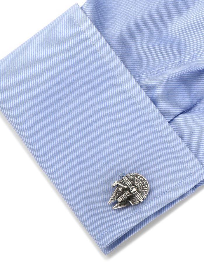 Star Wars Millenium Falcon 3D Cufflinks - Logo Swivel Closure - SW-MF7-3DB