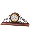 Strathburn Mantel Clock by Bulova - Walnut Finish - Metal Scroll Accents - B1910