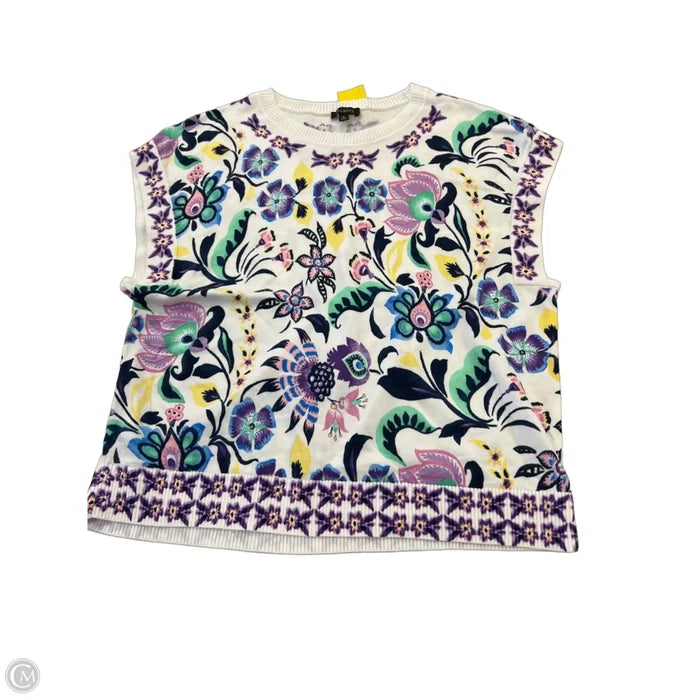 Sweater Short Sleeve By Talbots In Floral Print, Size: M