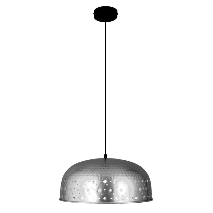 Sybil 17.75"W Star-Shaped Cutout Silver Pendant Light-On