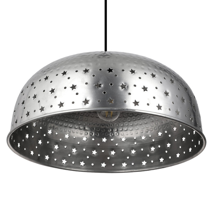 Sybil 17.75"W Star-Shaped Cutout Silver Pendant Light