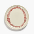 Tallrik - White Swirl-stripes Red 2-pack