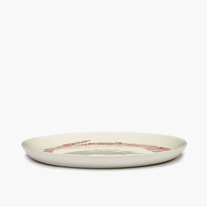 Tallrik - White Swirl-stripes Red 2-pack