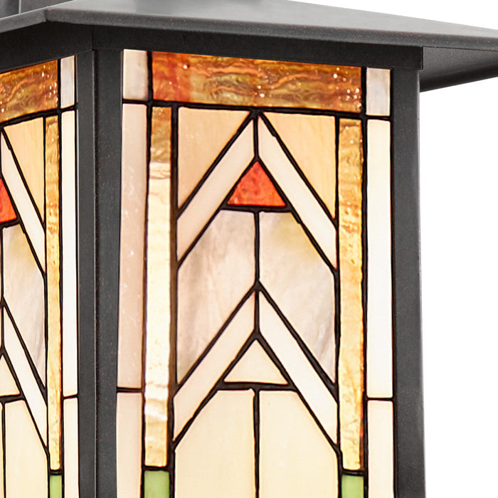 Terracotta Stained Glass and Oil Rubbed Bronze 1-Light Outdoor Lantern Wall Sconce