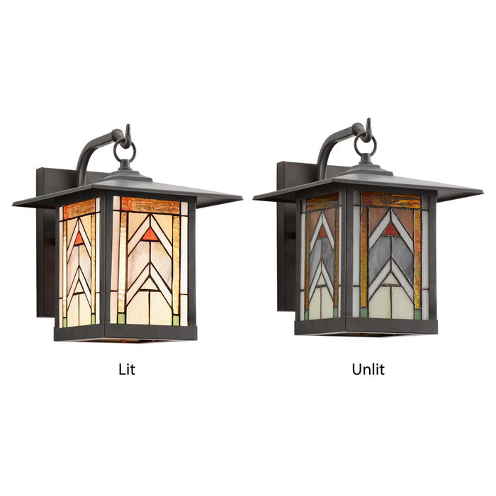 Terracotta Stained Glass and Oil Rubbed Bronze 1-Light Outdoor Lantern Wall Sconce