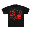 The Cinegogue x Obsession I Love My Girlfriend T-Shirt in vintage black Nikki face in heart