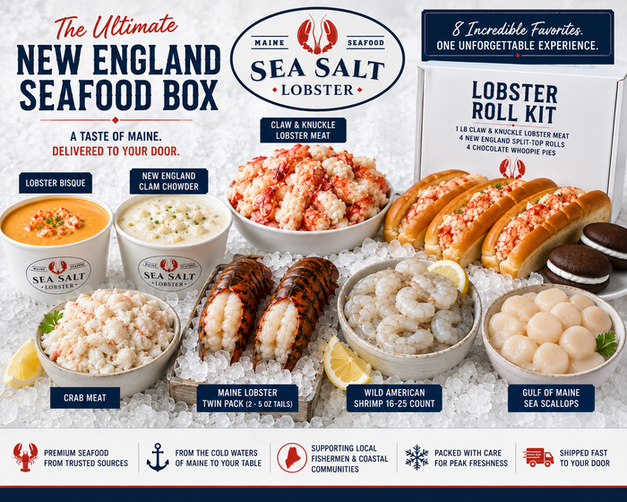 The Ultimate New England Seafood Box packed with mixed seafood