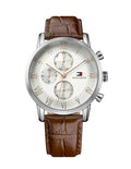 Tommy Hilfiger Mens Kane Watch - Stainless Steel - Brown Leather Strap - TH-1791400