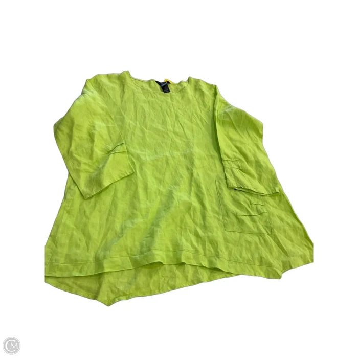Top 3/4 Sleeve By Ali Miles In Green, Size: 1x