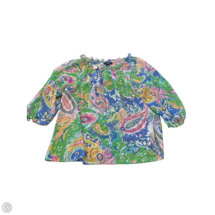 Top 3/4 Sleeve By Chaps In Paisley Print, Size: Xl