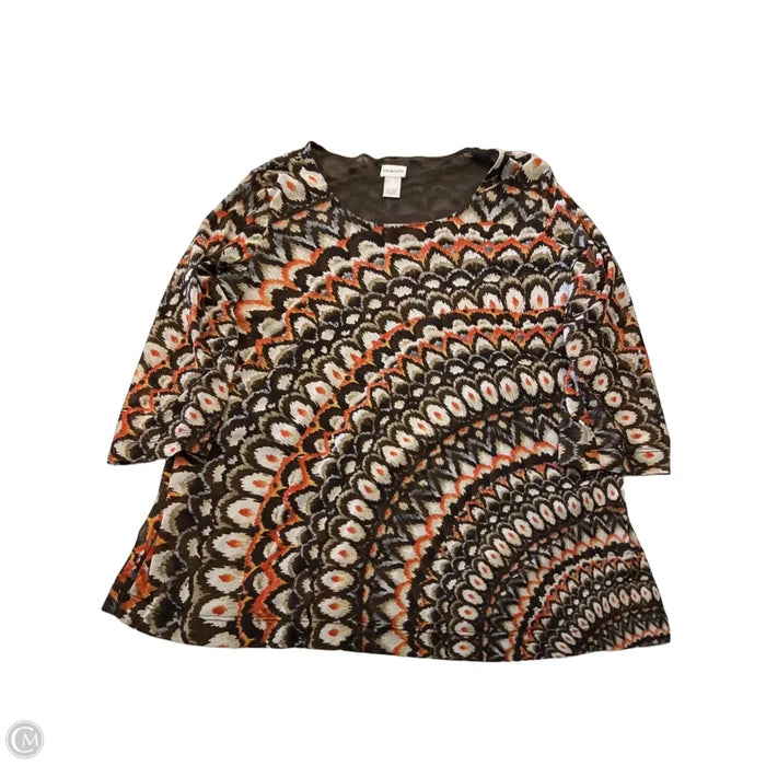 Top 3/4 Sleeve By Chicos In Multi-colored, Size: Xl