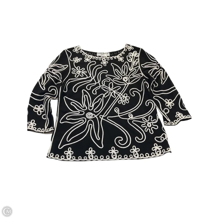 Top 3/4 Sleeve By Clothes Mentor In Black & White, Size: Mp