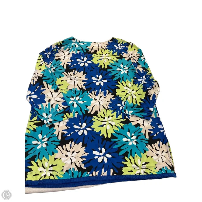Top 3/4 Sleeve By Pappagallo In Blue & Green, Size: L