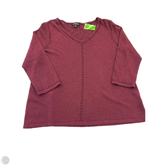 Top 3/4 Sleeve By Roz And Ali In Maroon, Size: L