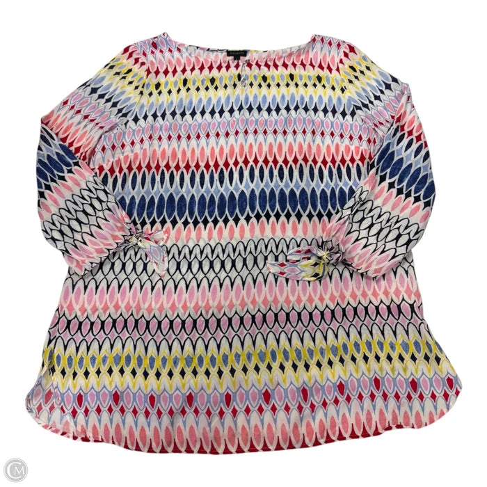 Top 3/4 Sleeve By Talbots In Geometric Pattern, Size: L