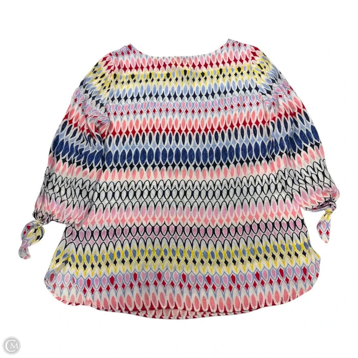Top 3/4 Sleeve By Talbots In Geometric Pattern, Size: L