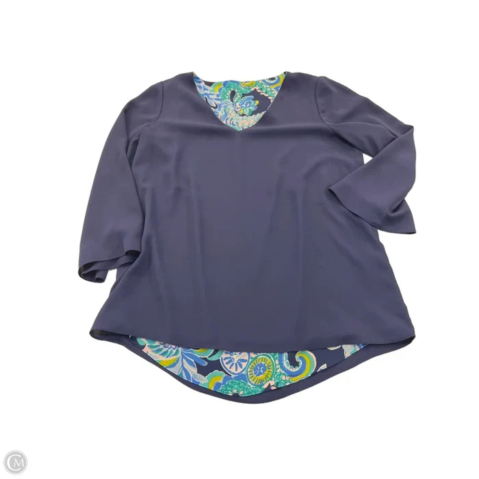 Top 3/4 Sleeve Designer By Lilly Pulitzer In Blue & Pink, Size: Xs
