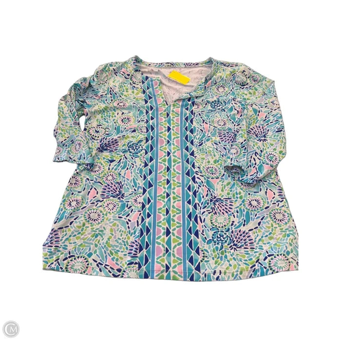 Top 3/4 Sleeve Designer By Lilly Pulitzer In Multi-colored, Size: L