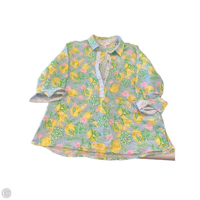 Top 3/4 Sleeve Designer By Lilly Pulitzer In Multi-colored, Size: M