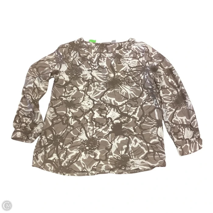 Top Long Sleeve By Chicos In Brown & White, Size: S