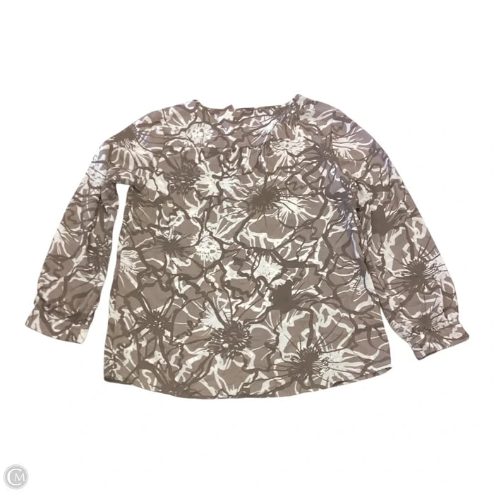 Top Long Sleeve By Chicos In Brown & White, Size: S