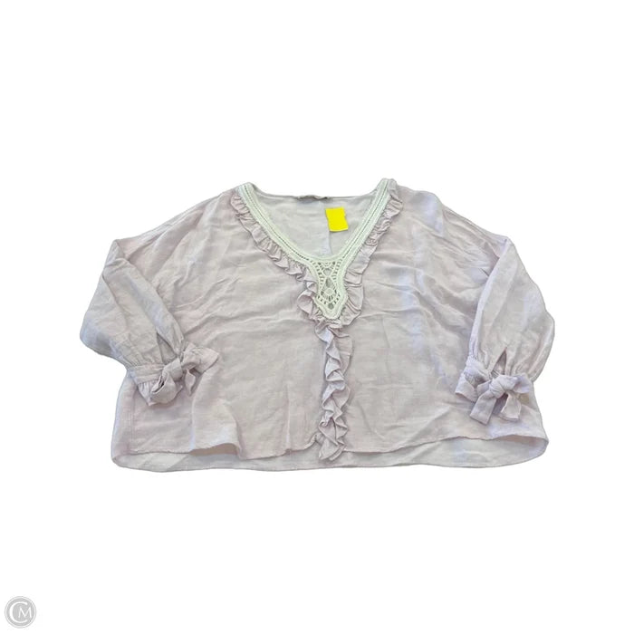 Top Long Sleeve By Zara Basic In Cream & Purple, Size: M
