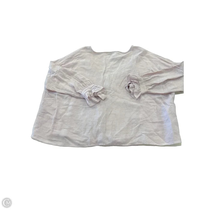 Top Long Sleeve By Zara Basic In Cream & Purple, Size: M