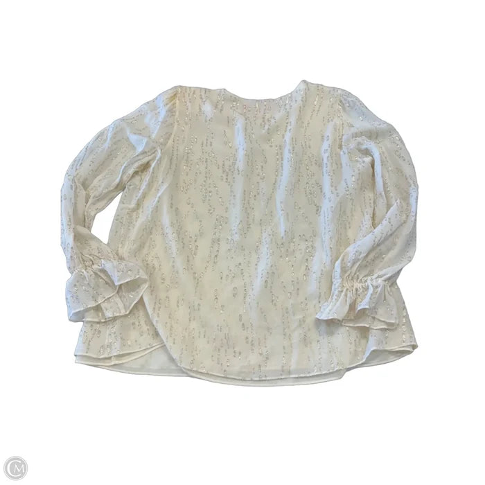 Top Long Sleeve Designer By Lilly Pulitzer In Gold & White, Size: L
