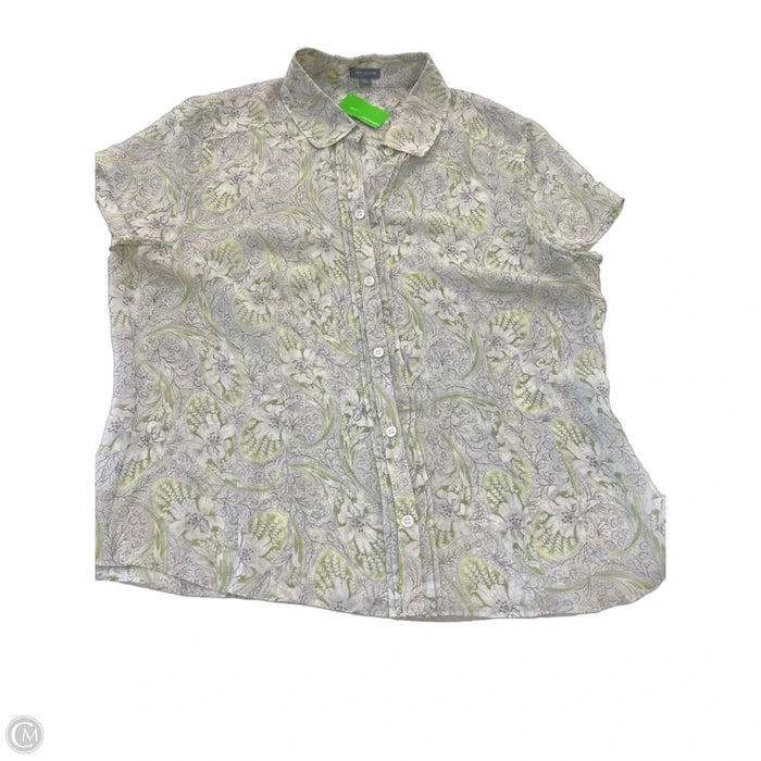 Top Short Sleeve By Ann Taylor In Cream & Green, Size: Xl