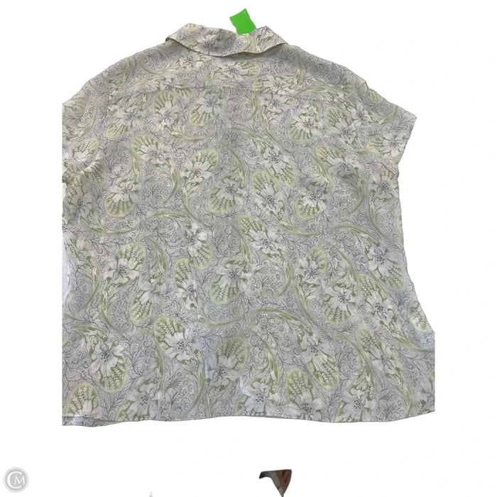 Top Short Sleeve By Ann Taylor In Cream & Green, Size: Xl