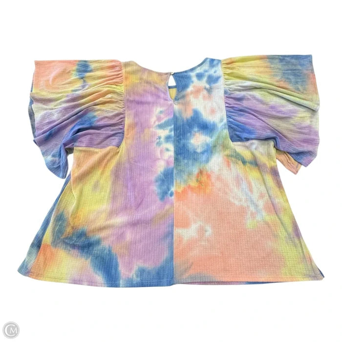Top Short Sleeve By Ava James In Tie Dye Print, Size: 2x