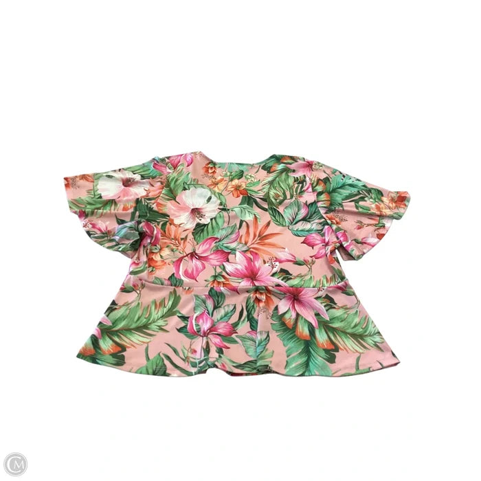 Top Short Sleeve By Boston Proper In Tropical Print, Size: Xl
