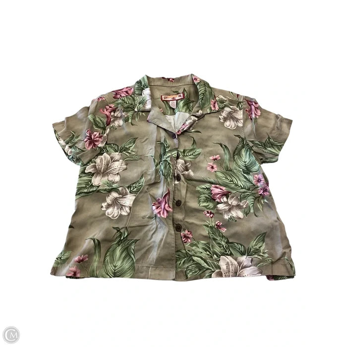 Top Short Sleeve By Caribbean Joe In Floral Print, Size: Lp