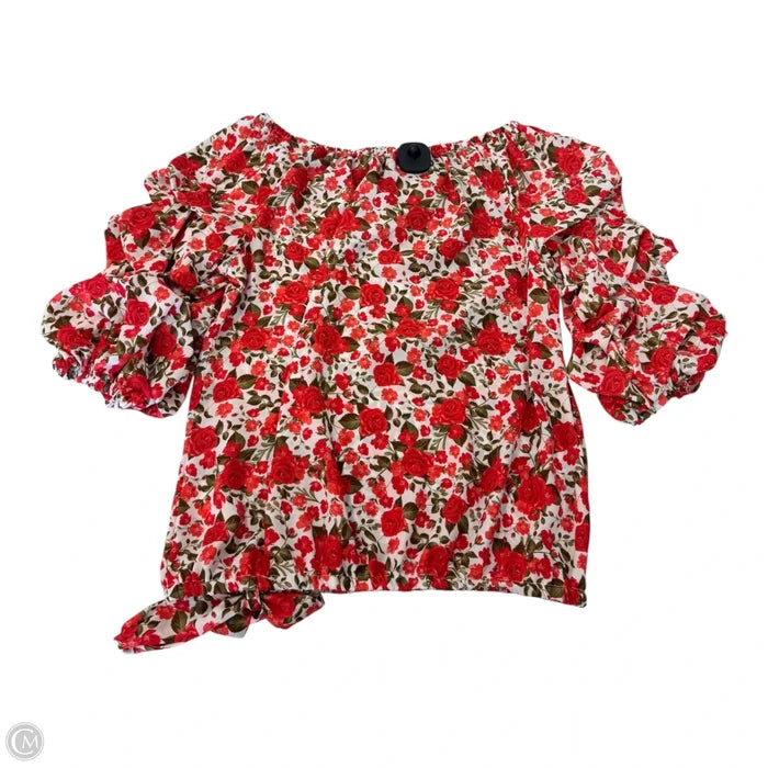 Top Short Sleeve By Cece In Floral Print, Size: M