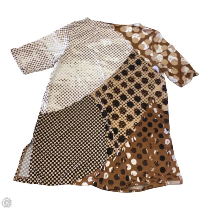 Top Short Sleeve By Chicos In Brown & White, Size: S