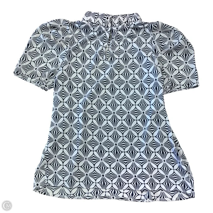 Top Short Sleeve By Loft In Blue & White, Size: Xs