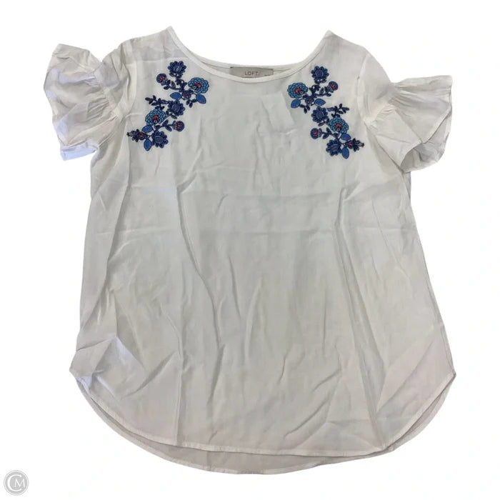 Top Short Sleeve By Loft In White, Size: S